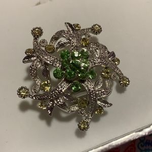 Multi green and silver asgustsble ring